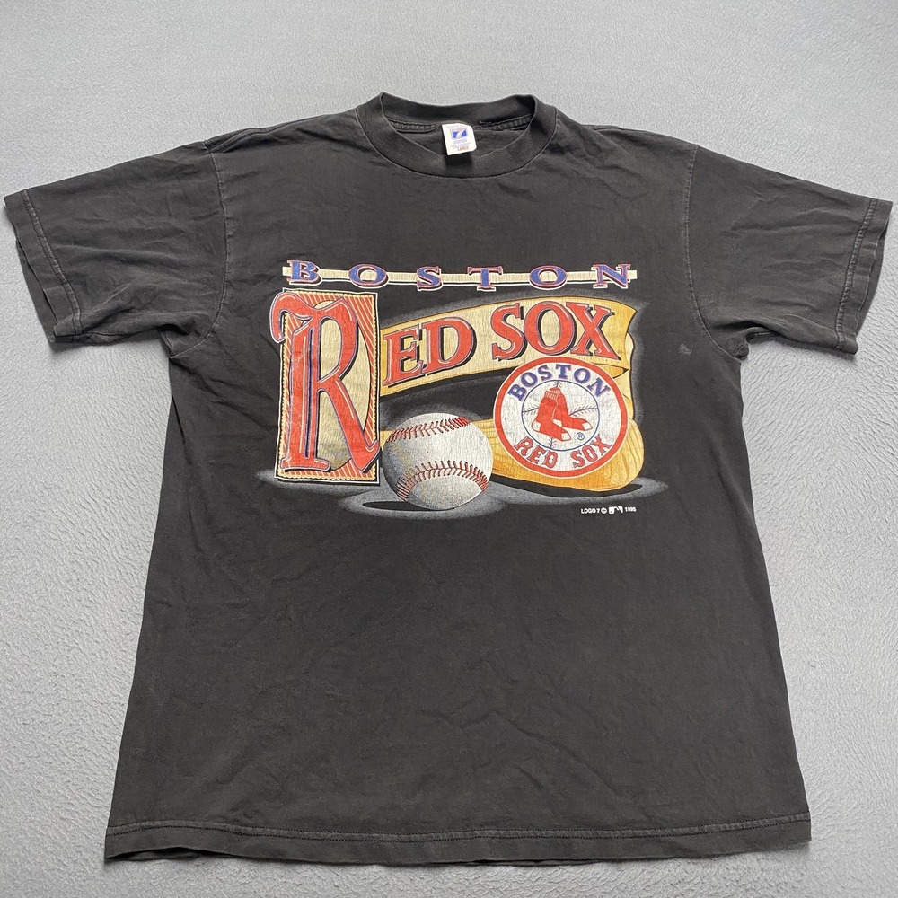 Vintage Boston Red Sox Shirt Mens Large Black MLB Baseball Logo‎ 7 Graphic 90s